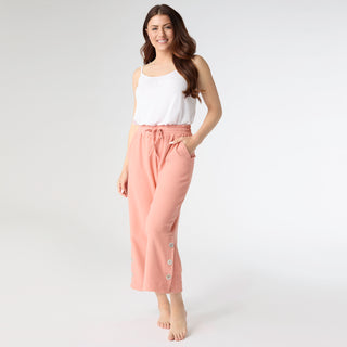 Weekend Brushed Button Crop - Coral
