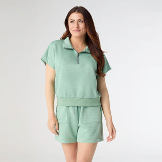 Cozymaxx Quilt Zip Top - Spearmint