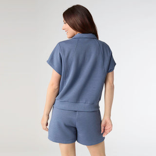 Cozymaxx Quilt Zip Top - Dark Blue