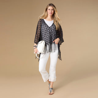Vivian Wrap with Fringe - Black