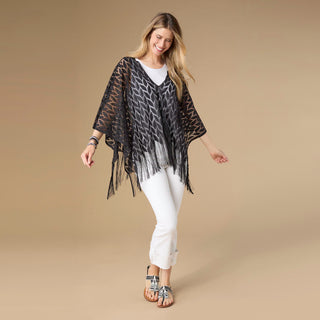 Vivian Wrap with Fringe - Black