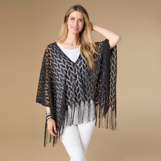 Vivian Wrap with Fringe - Black