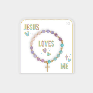 Jesus Loves Me Bracelet - Purples