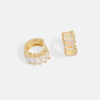 Emory Huggie Earring - Clear/Gold
