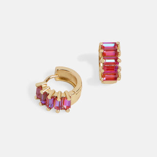 Emory Huggie Earring - Fuschia/Gold