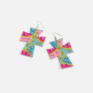 Colorblock Cross Earring - Multi