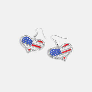 Flag Heart Earring - Red/White/Blue