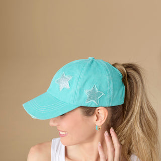 Star Ponytail Hat - Magenta