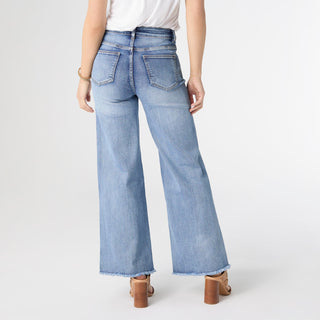 EverStretch Wide Leg with Frayed Bottom - Medium Denim