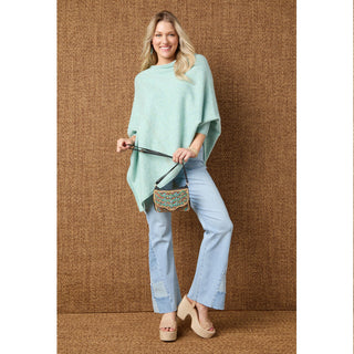 Dylan Sweater Poncho - Coral Heather