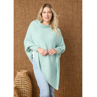 Dylan Sweater Poncho - Seafoam Heather