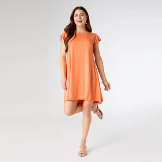 Francis Flutter Sleeve Dress - Tangerine