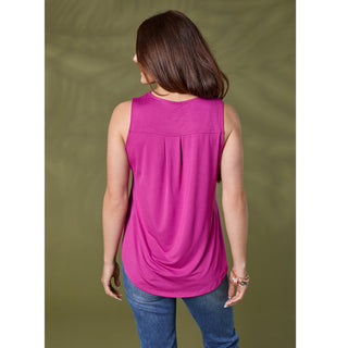 Erin Pleat Back Tank - Electric Fuchsia