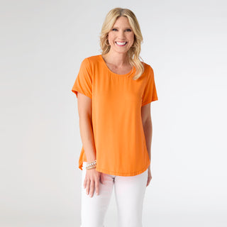 Erin Pleat Back Tee - Bright Orange