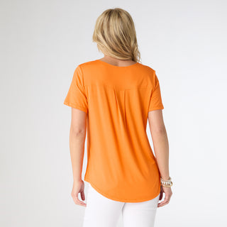 Erin Pleat Back Tee - Bright Orange