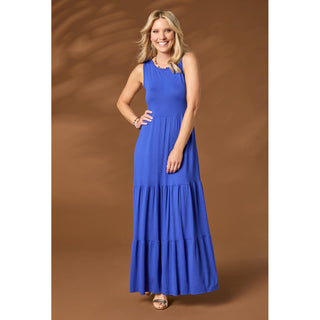 Janie Solid Tiered Maxi Dress - Cobalt Blue