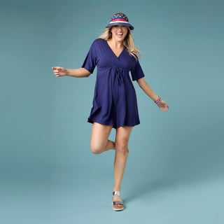 Bella Crossover Romper Short - Navy