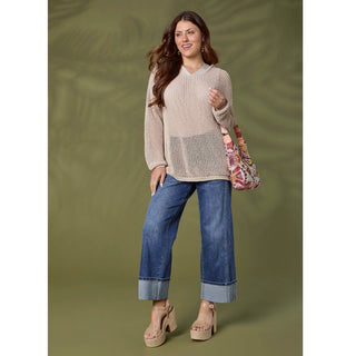 Celandine Open Weave Hooded Sweater - Blue Aura