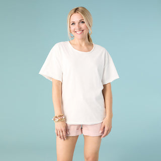 Molly Relaxed Tee with Back Patch Detail - Turquoise
