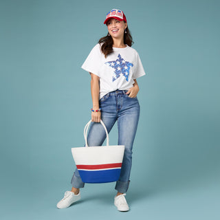 Lenice Relaxed Short Sleeve Top - Blue Star