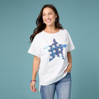 Lenice Relaxed Short Sleeve Top - Blue Star