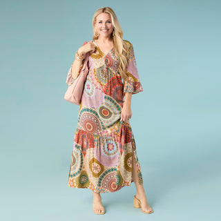 Cora V-Neck Maxi Dress - Bold Print