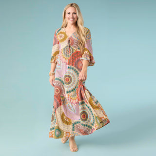 Cora V-Neck Maxi Dress - Bold Print