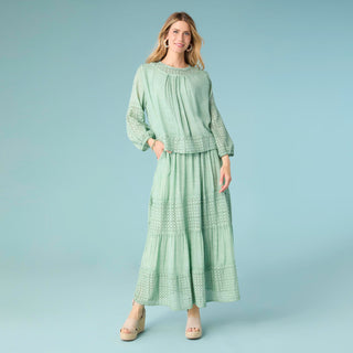 Ella Relaxed Long Sleeve Top - Dusty Green