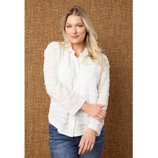 Jenny Button Front Top - White