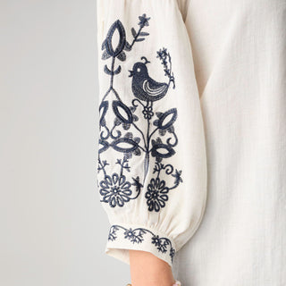 Karen Long Sleeve V-Neck Top - Natural