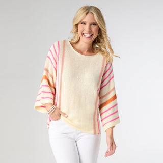 Gretchen Relaxed 3/4 Sleeve Striped Sweater - Final Sale
