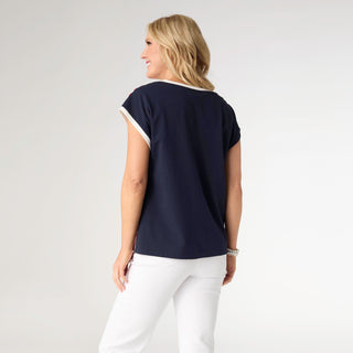 Vera Star Top with Stripes - Navy/White/Red