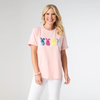 Tee Shirt with Bunnies - Soft Pink