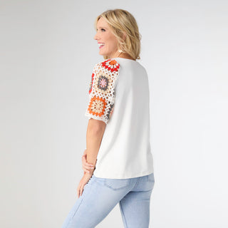 Jordan Colorful Crochet Top - White