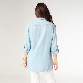 Dawn Button Front Tunic - Light Denim