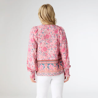 Heather Bright Floral Print Top - Pink