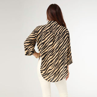 Sonya Relaxed Fit Top - Tan/Black