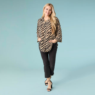 Sonya Relaxed Fit Top - Tan/Black