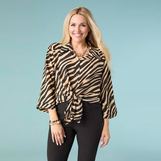 Sonya Relaxed Fit Top - Tan/Black