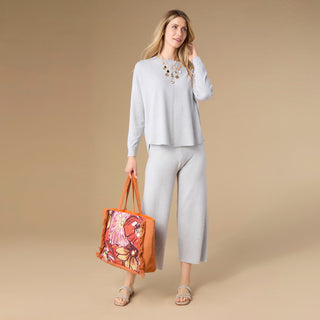 Lightweight Heavenly-Luxe Long Sleeve Sweater with Front Seam - Light Heather Grey