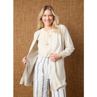 Lightweight Heavenly-Luxe 3/4 Sleeve Cardigan with Pockets - Oatmeal