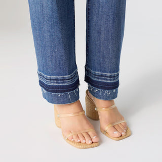 EverStretch Straight with Contrast Raw Bottom - Medium Denim