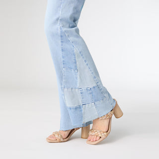 EverStretch Flare with Checkered Insert - Light Denim