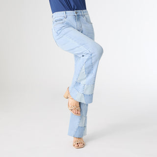 EverStretch Flare with Checkered Insert - Light Denim