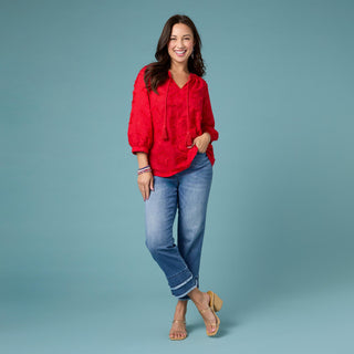 Bambu Soft Straight Crop with Double Fringe - Medium/Light Denim