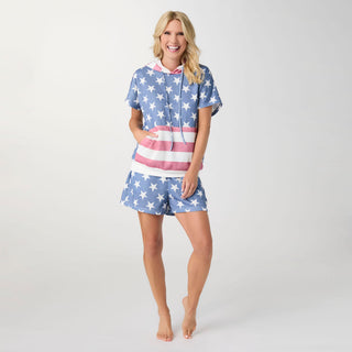Independence Day Short Sleeve Hoodie - Stars and Stripes