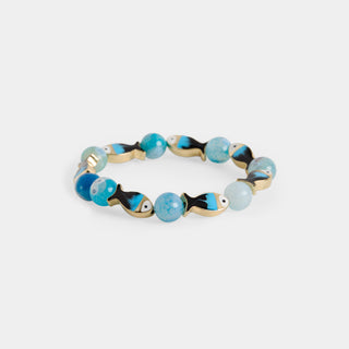 Enamel Fish Stretch Bracelet - Black/Blue