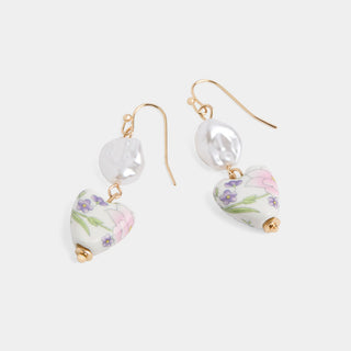 Charming Blossom Earrings - White Heart