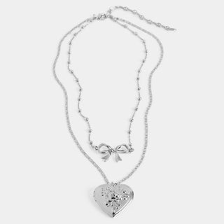 Lovelace Bow Layer Locket Necklace