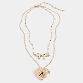 Lovelace Bow Layer Locket Necklace